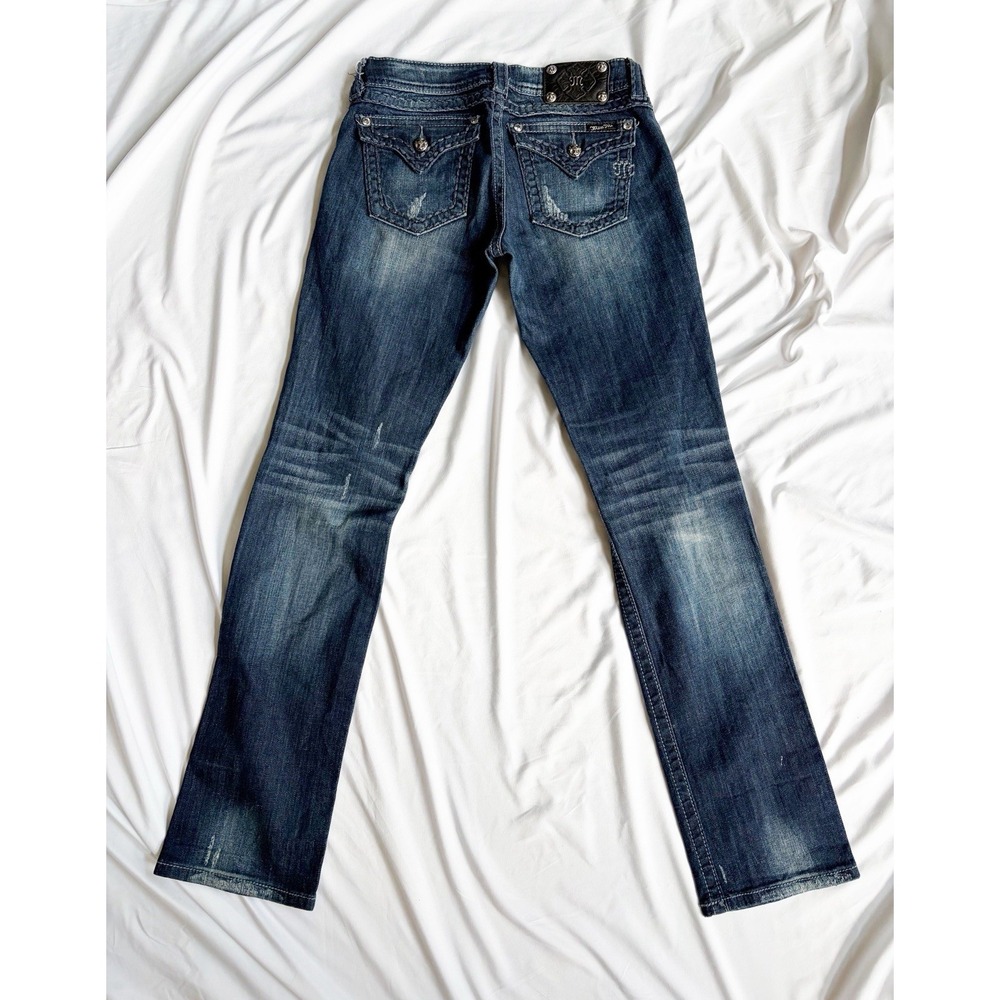 Miss Me Womens Jeans JPS5014ST-18 Straight Size 28 Dark Wash Button & Zip Denim
